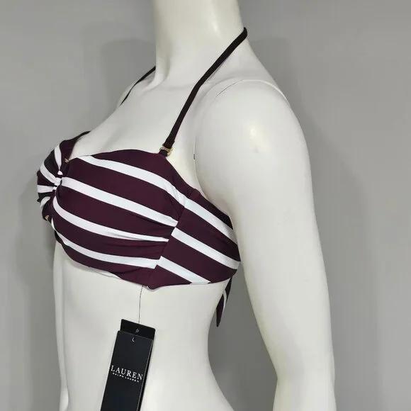 Lauren Ralph Lauren Striped Ring Bandeau Bikini Top - Picture 3 of 9